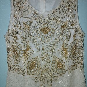 Laurence Kazar Beaded Dress with Gold and Silver Accents